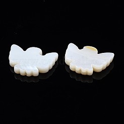 天然淡水シェルビーズ  ピジョン  ホワイトスモーク  17x13x3mm  穴：1mm&nbsp;X-SHEL-N026-76-01