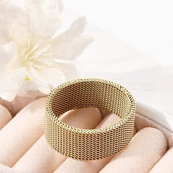 201 ステンレススチール指輪  ユニセックスのワイドバンドリング  イオンプレーティング（ip）  ゴールドカラー  10mm  内径：23mm&nbsp;RJEW-H242-01E-G