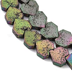 電気メッキされた天然溶岩岩ビーズ連売り  ハート  虹メッキ  8~9x8x3mm  穴：1mm  約56個/連  15.75''~16.14''（40~41センチメートル）&nbsp;G-K388-04B-01