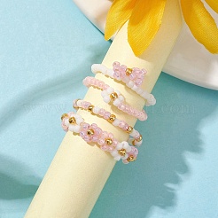 4Pcs 4 Style Glass Seed Beaded Stretch Finger Rings&nbsp;RJEW-JR00661-04