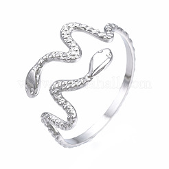 Non-Tarnish 304 Stainless Steel Snake Wrap Open Cuff Ring&nbsp;RJEW-T023-82P