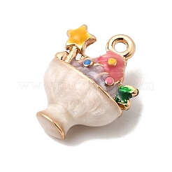合金エナメルチャーム  アイスクリームのチャーム  長持ちメッキ  ゴールドカラー  ピンク  15x12x6mm  穴：1.2mm&nbsp;FIND-Z119-05G-02