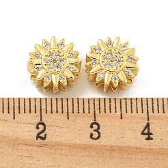 真鍮製マイクロペーブクリアキュービックジルコニアマルチ連リンク  花  18KGP本金メッキ  10x10x6mm  穴：1.6mm&nbsp;KK-B096-15G