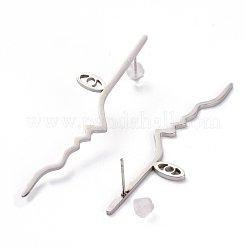 ユニセックスファッションステンレススチールスタッドピアス  耳ナッツ  人間の顔  ステンレス鋼色  58.5x15mm  ピン：0.7mm&nbsp;EJEW-H106-03P