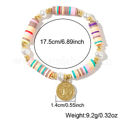 Bohemian Style Flat Round with Saint Benedict Stainless Steel Charm Bracelets&nbsp;GW4525-1