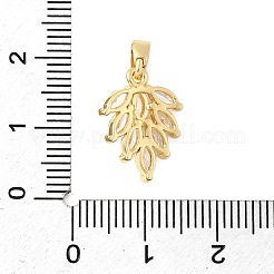 真鍮製マイクロパヴェキュービックジルコニアペンダント  葉  18KGP本金メッキ  透明  16x12x4mm  穴：5x2.5mm&nbsp;KK-G542-06G-02