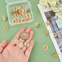 304ステンレススチールスタッドピアス金具30個  水平ループ付き  花  ゴールドカラー  18x15.5mm  穴：1mm  ピン：0.7mm&nbsp;STAS-DC0010-96