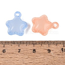 明るい透明なアクリルパーツ  スターのチャーム  暗闇で光る  ミックスカラー  18~18.5x15x8.5mm  穴：2mm  約588個/500g&nbsp;OACR-Q197-18