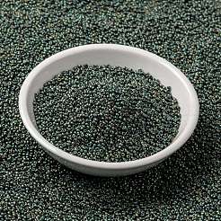 MIYUKIラウンドロカイユビーズ  日本製シードビーズ  15/0  （rr2008)マットメタリック緑青アイリス  1.5mm  穴：0.7mm  約27777個/50g&nbsp;SEED-X0056-RR2008