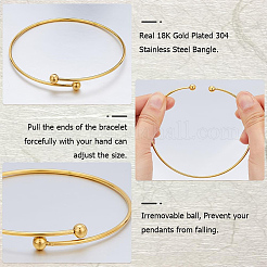 10Pcs 2 Colors Adjustable 304 Stainless Steel Wire Cuff Bangle Making&nbsp;MAK-BBC0001-14