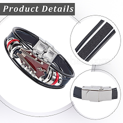 1Pc Alloy & Leather Cord Bracelets for Men Women&nbsp;BJEW-CL0001-56