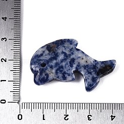 ナチュラルブルースポットジャスパーペンダント  イルカのチャーム  29~31x27~33x6.5~8.5mm  穴：1.8~2mm&nbsp;G-Q608-04B