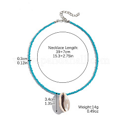 Summer Beach Natural Shell Pendant Glass Seed Beaded Necklaces for Women&nbsp;FS-WGEF253-12