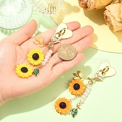 Alloy & ABS Plastic Imitation Pearl & Resin Pendant Decorations&nbsp;HJEW-YW00416-01