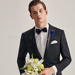 4Pcs 4 Colors Flower Polyester Lapel Pin Brooches for Men&nbsp;JEWB-FG0001-21