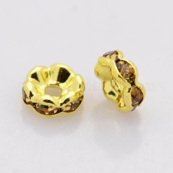 Brass Rhinestone Spacer Beads&nbsp;RB-A014-L6mm-14G-NF