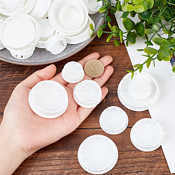 Ahademaker 50 個 5 スタイル プラスチック ホール プラグ  フラッシュタイプのホールプラグをスナップイン  ポストパイプインサートエンドキャップ  家具フェンシング用  フラットラウンド  ホワイト  29~54x11mm  10個/スタイル&nbsp;KY-GA0001-21A