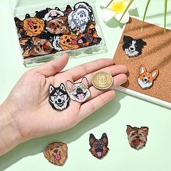 35個7スタイル不透明プリントアクリルパーツ  犬  ミックスカラー  29.5~32.5x24.5~30.5x2mm  穴：1.6~2mm  5個/スタイル&nbsp;OACR-CJ0002-64