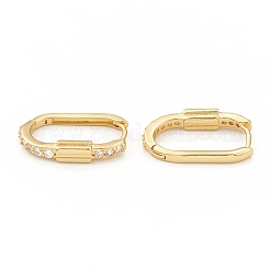 Clear Cubic Zirconia Oval Hoop Earrings&nbsp;EJEW-L231-68G
