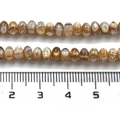 天然淡水シェルビーズ連売り  ロンデル  キャメル  5x3.5~4mm  穴：0.6mm  約116個/連  15.55''（39.5センチメートル）&nbsp;BSHE-G038-05