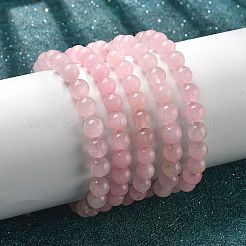 Natural Rose Quartz Bead Stretch Bracelets&nbsp;X-BJEW-K212-B-045