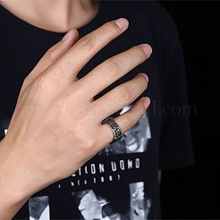 メンズステンレススチールフィンガー指輪  ワイドバンドリング  アンティークシルバー  usサイズ12（21.4mm）&nbsp;RJEW-BB29839-12