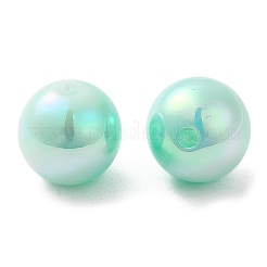 虹色のabsプラスチックビーズ  ラウンド  アクアマリン  12x11.5mm  穴：2mm&nbsp;RESI-Z015-03D