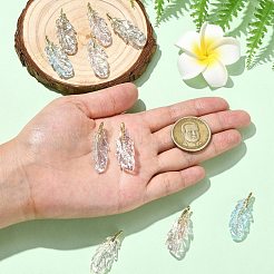 10個 5色 UVメッキ透明アクリルパーツ  虹色の  羽  黄金合金発見  ミックスカラー  35x13.5x6mm  穴：1.4~1.5mm  2個/カラー&nbsp;MACR-CJ0002-34