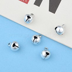 鐘のペンダントラウンド真鍮  クリスマスのために  銀  10x8x8mm  穴：2mm&nbsp;X-KKB-C203-01