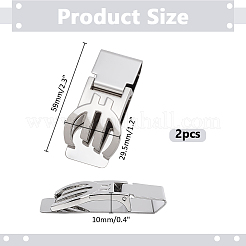 ステンレススチールと合金のマネークリップ2個  プラチナ＆ステンレス鋼色  59x29.5x10mm&nbsp;AJEW-WR0003-09A