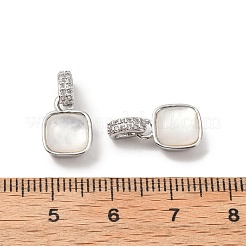 Brass Micro Pave Cubic Zirconia with Natural Shell Charms&nbsp;KK-G533-15P