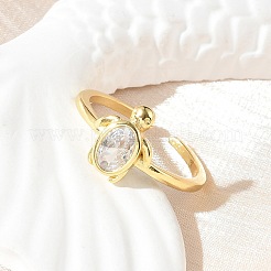 Clear Cubic Zirconia Open Cuff Rings&nbsp;RJEW-A061-03G