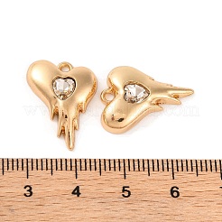 合金クリスタルラインストーンペンダント  ハートチャーム  ゴールドカラー  19.5x15x4mm  穴：1.6mm&nbsp;ALRI-M021-01