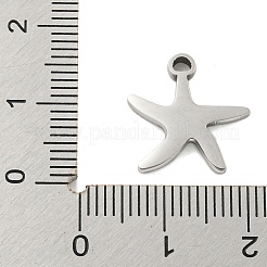 変色しない304ステンレススチールペンダント  ヒトデのチャーム  ステンレス鋼色  15x15x2mm  穴：1.8mm&nbsp;STAS-L080-007P