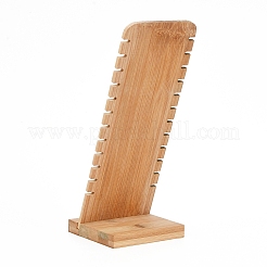 竹ネックレス陳列台  L字型ロングチェーンディスプレイスタンド  長方形  濃いグレー  10x25.8cm&nbsp;NDIS-E022-04A