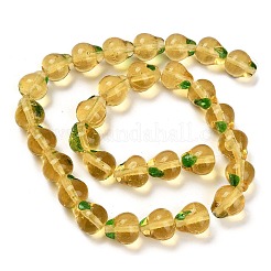 手作りランプワークビーズ  梨  ゴールド  11.5-12x12-13mm  穴：1.4mm&nbsp;LAMP-I028-05C