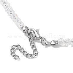 ローズクォーツのビーズネックレス付きガラス  女性のためのジュエリー  花  ピンク  18.78インチ（47.7cm）&nbsp;NJEW-JN04680-02
