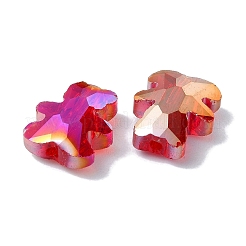 電気メッキガラスビーズ  半分メッキ  ABカラーメッキ  クマ  カメリア  9.5x8.5x4mm  穴：1.2mm&nbsp;EGLA-P059-01B-AB06