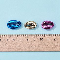 電気メッキ貝殻ビーズ30個  ドリルなし/穴なしビーズ  カウリシェル  ミックスカラー  17~21x11~14x6~8mm&nbsp;SSHEL-FS0001-01