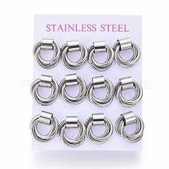 変色しにくい304ステンレススチールスタッドピアス  低刺激性のイヤリング  耳ナッツ  ステンレス鋼色  16.5x16mm  ピン：0.8mm  6のペア/カード&nbsp;EJEW-L241-03P