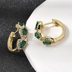 ラックメッキ真鍮キュービックジルコニアフープピアス  ティアドロップ  カドミウムフリー＆鉛フリー  18KGP本金メッキ  17x6mm&nbsp;EJEW-L308-01G