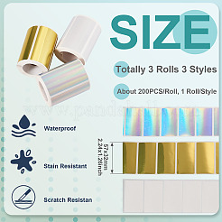 3 Rolls 3 Styles Vinyl Plastic Printable Holographic Stickers&nbsp;OFST-TA0001-10E