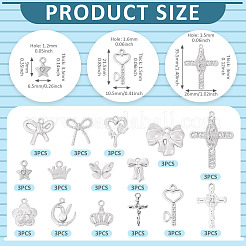 45個15スタイルラックメッキ合金チャーム  混合形状  プラチナ  9~26.5x6.5~26x1.8~6.5mm  穴：1.6mm&nbsp;FIND-TA0008-90