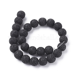 天然溶岩岩ビーズ連売り  ラウンド  ブラック  15.5~16mm  穴：2.5mm  約26個/連  14.96インチ（38cm）&nbsp;G-L415-06-16mm