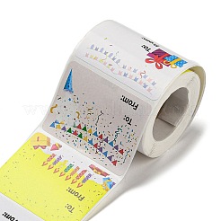 誕生日おめでとうギフトタグ  誕生日プレゼントステッカー  子供のパーティー用の名前入りギフトラベル  封筒シール  ミックスカラー  38x50x0.2mm  200PCS /ロール&nbsp;DIY-H167-01B-02