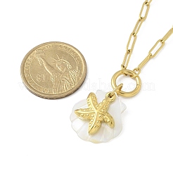 Summer Beach 304 Stainless Steel Pendant Paperclip Chain Necklaces&nbsp;STAS-Z105-07G-01