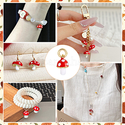 10Pcs Autumn Brass Enamel Red Mushroom Charms&nbsp;KK-PH0015-50