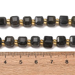 天然石ラブラドライトビーズ連売り  ファセットテーブルカットキューブビーズ  シードビーズで  6~7.5x6~7.5x6~7.5mm  穴：0.8~1mm  約44~46個/連  14.37~15.35''（36.5~39センチメートル）&nbsp;GG-CBAC972-A13-01
