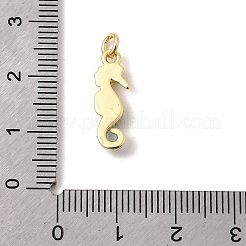 真鍮製エナメルペンダント  タツノオトシゴチャーム  丸カン付き  長持ちメッキ  ラックめっき  鉛フリー＆カドミウムフリー  18KGP本金メッキ  18.5x6x3mm  穴：3mm&nbsp;KK-H267-106G