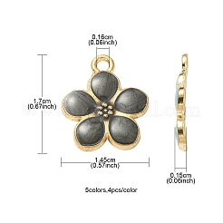 20本5色ライトゴールドメッキアロイエナメルペンダント  花  ミックスカラー  17x14.5x1.5mm  穴：1.6mm  4個/カラー&nbsp;ENAM-YW0002-93